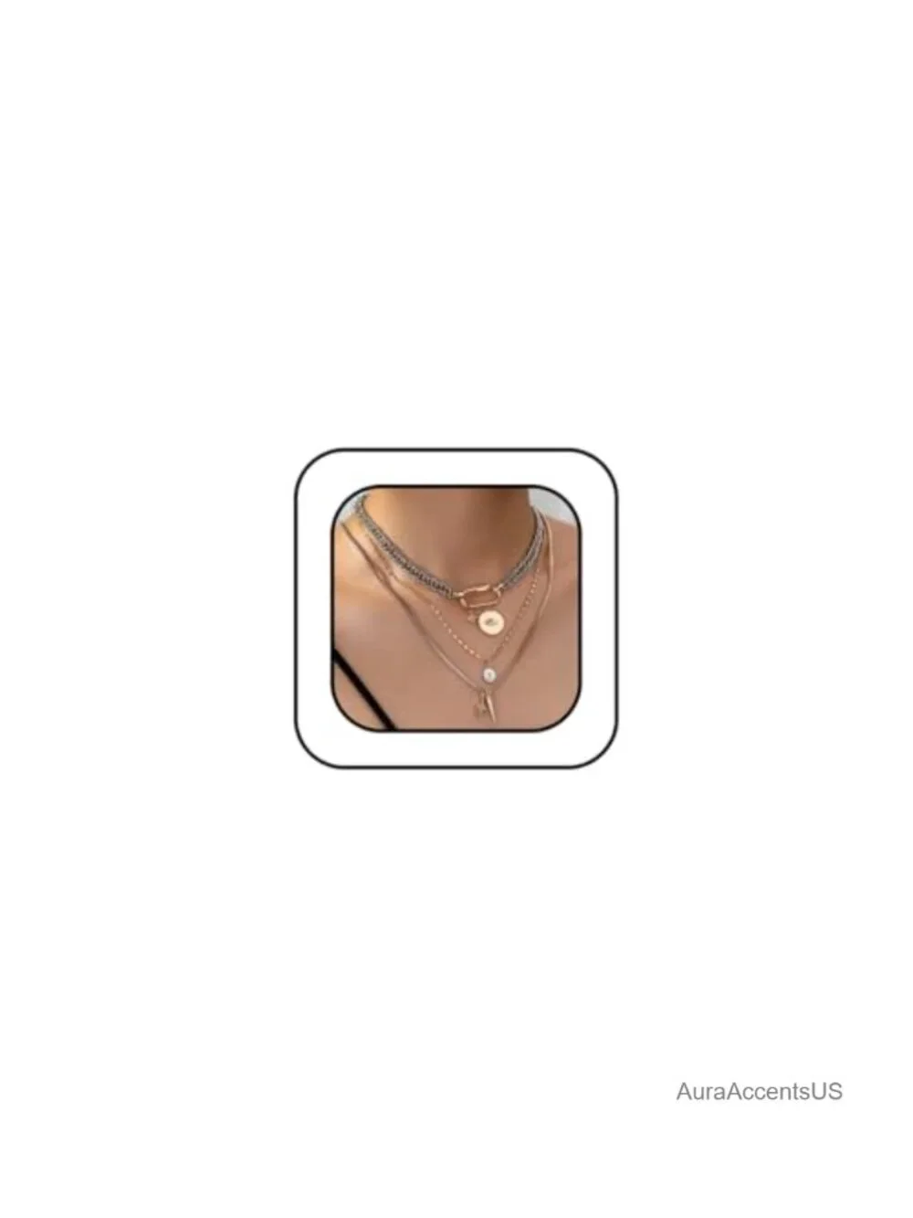 Layered Two Tone Necklace for Women Mixed Metal Stacking Pendant